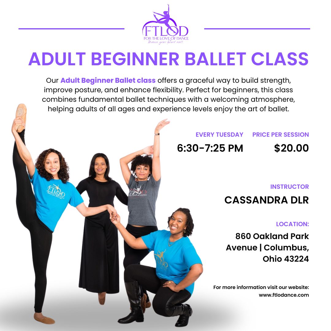 Adult Beginner Ballet Class Registration Form Details Class: Adult Beginner Ballet Day & Time: Tuesdays, 6:30 PM - 7:25 PM Cost: $20 per session Registration Link: https://ftlodance.com/site/wp-admin/admin-ajax.php?action=frm_forms_preview&form=adult-beginner-ballet-class-registration-form2